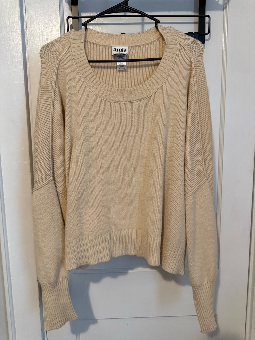 Arula Cream Ribbed Crewneck Sweater - Women
